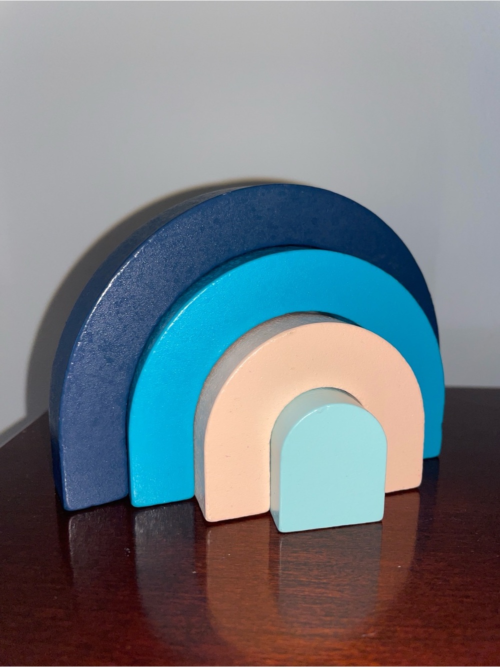 Wooden Stacked Rainbow Toy — Blue Tones